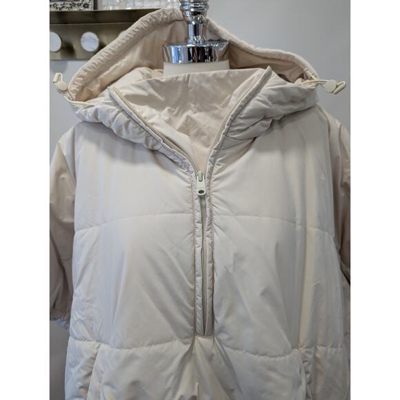 Goop by Ecoalf Womens Beige Hooded‎ 3/4 Sleeve Puffer Poncho Coat Jacket Size OS - Picture 9 of 12